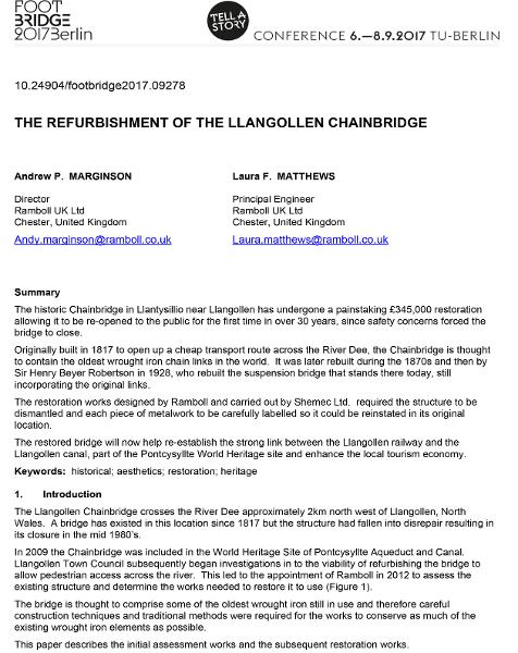 The Refurbishment of Llangollen Chainbridge