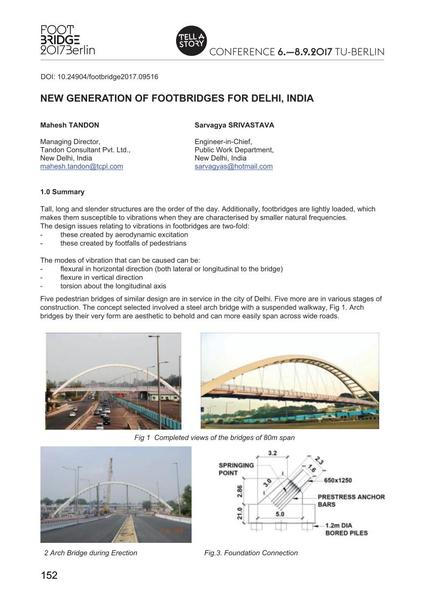  New Generation of Footbridges for Delhi, India