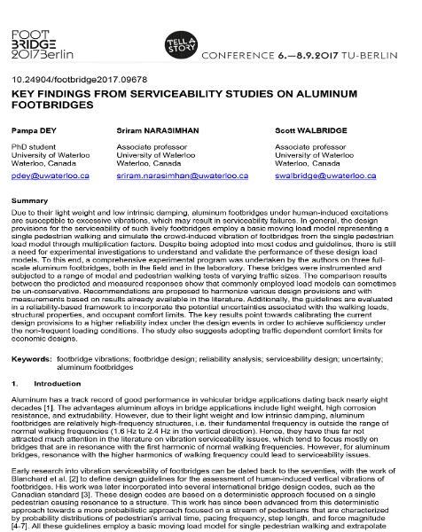  Key Findings from Serviceability Studies on Aluminum Footbridges