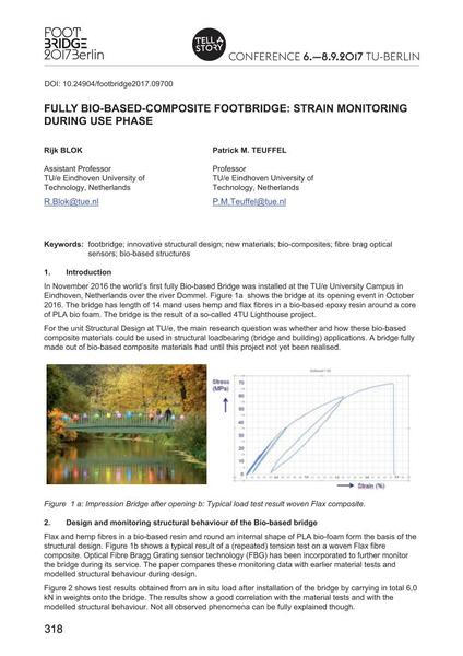  Fully bio-based-composite footbridge: Strain monitoring during use phase