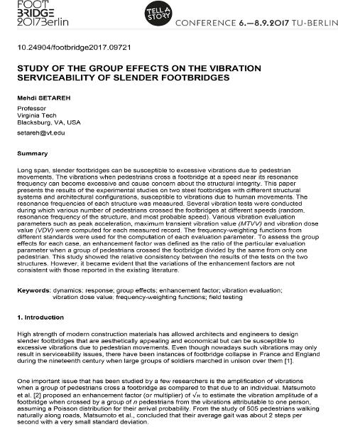  Study of the Group Effects on the Vibration Serviceability of Slender Footbridges