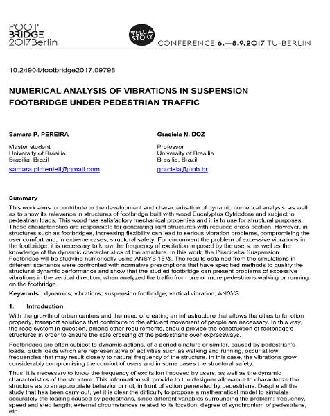  Numerical Analysis of Vibrations in Suspension Footbridge Under Pedestrian Traffic
