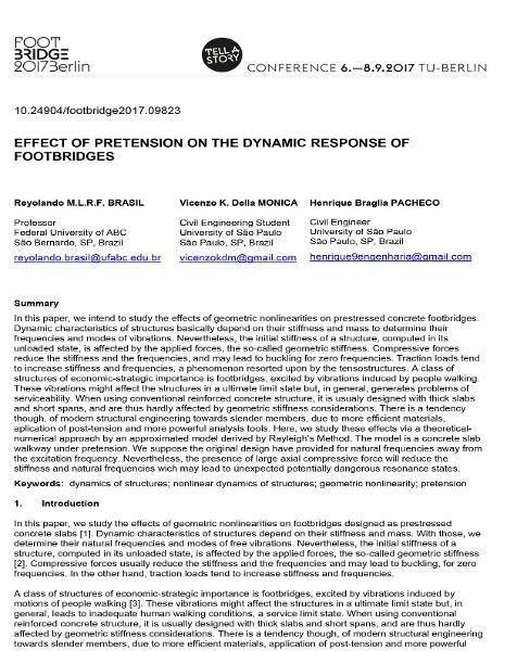  Effect of Pretension on the Dynamic Response of Footbridges