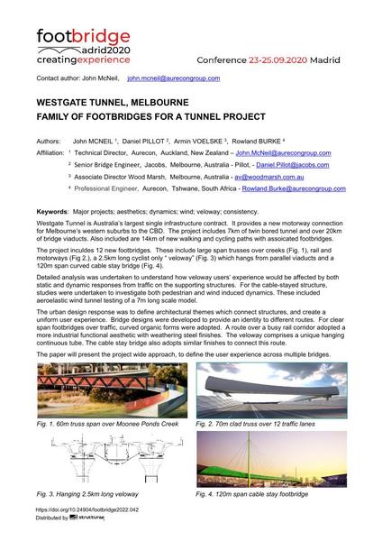  Westgate Tunnel, Melbourne Family of Footbridges for a Tunnel Project