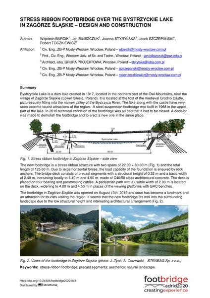  Stress Ribbon Footbridge over the Bystrzyckie Lake in Zagórze Śląskie – Design and Construction