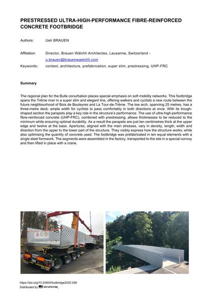  Prestressed Ultra-High-Performance Fibre-Reinforced Concrete Footbridge