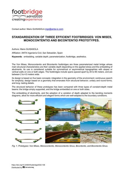  Standardization of Three Efficient Footbridges: Von Mises, Monocontentio and Bicontentio Prototypes.