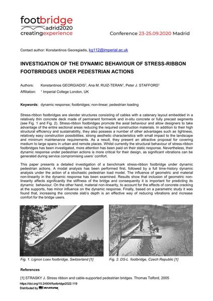  Investigation of the Static and the Dynamic Behaviour of Stress-Ribbon Footbridges under Pedestrian Actions