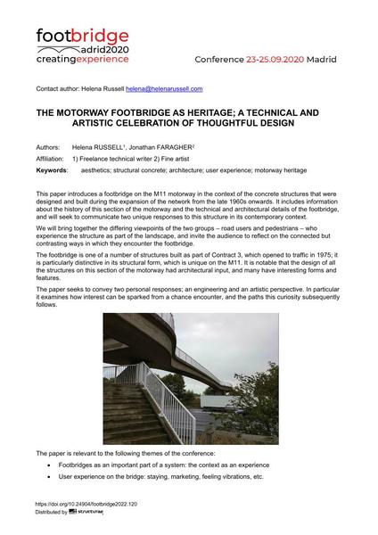 The Motorway Footbridge as Heritage; a Technical and Artistic Celebration of Thoughtful Design