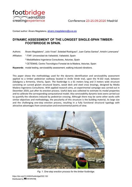  Dynamic Assessment of the Longest Single-Span Timber Footbridge in Spain