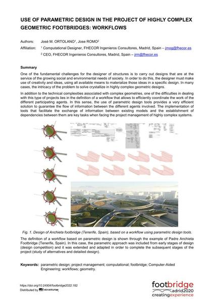  Use of Parametric Design in the Project of Highly Complex Geometric Footbridges: Workflows