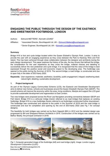  Engaging the Public Through the Design of the Eastwick and Sweetwater Footbridge, London