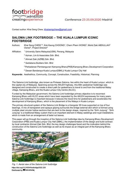  Saloma Link Footbridge – the Kuala Lumpur Iconic Footbridge