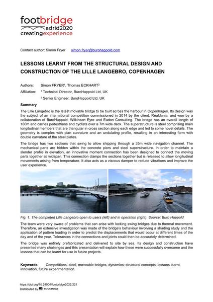  Lessons Learnt from the Structural Design and Construction of the Lille Langebro, Copenhagen