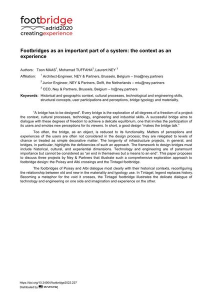  Footbridges as an important part of a system: the context as an experience