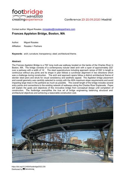  Frances Appleton Pedestrian Bridge Design and Construction