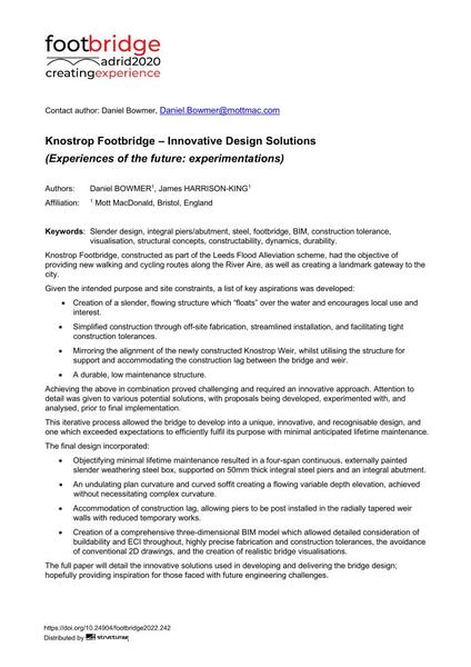  Knostrop Footbridge – Innovative Design Solutions