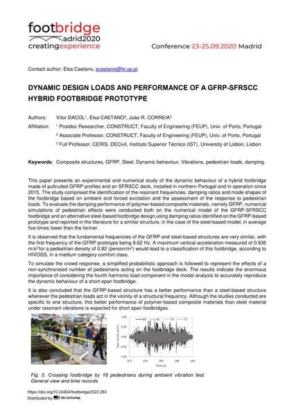  Dynamic Design Loads and Performance of a GFRP-SFRSCC Hybrid Footbridge Prototype