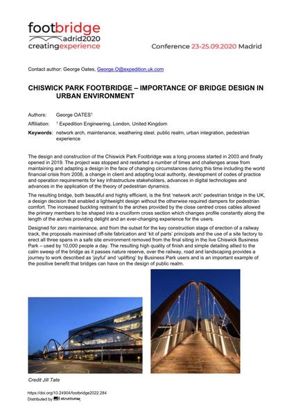  Chiswick Park Footbrigde – Importance of Bridge Design in Urban Environment