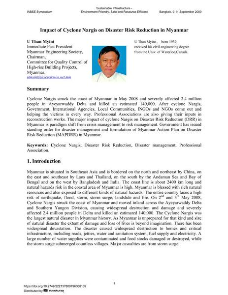  Impact of Cyclone Nargis on Disaster Risk Reduction in Myanmar