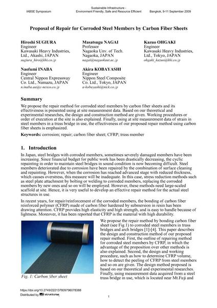  Proposal of Repair for Corroded Steel Members by Carbon Fiber Sheets