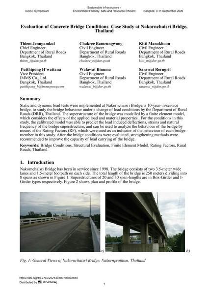  Evaluation of Concrete Bridge Conditions Case Study at Nakornchaisri Bridge, Thailand