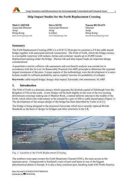 Ship Impact Studies for the Forth Replacement Crossing