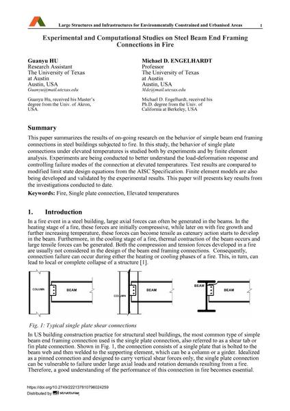  Experimental and Computational Studies on Steel Beam End Framing Connections in Fire
