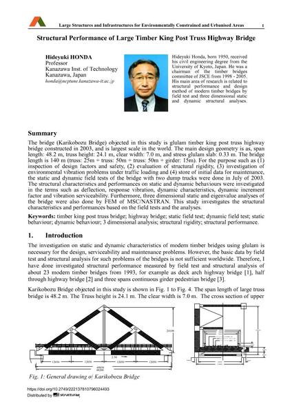  Structural Performance of Large Timber King Post Truss Highway Bridge
