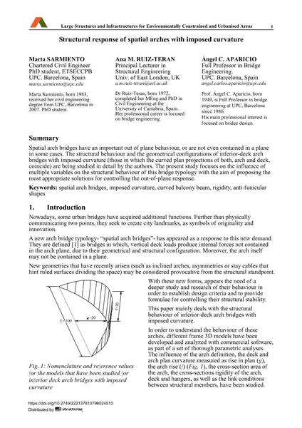  Structural response of spatial arches with imposed curvature
