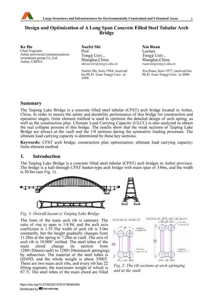  Design and Optimization of A Long Span Concrete Filled Steel Tubular Arch Bridge
