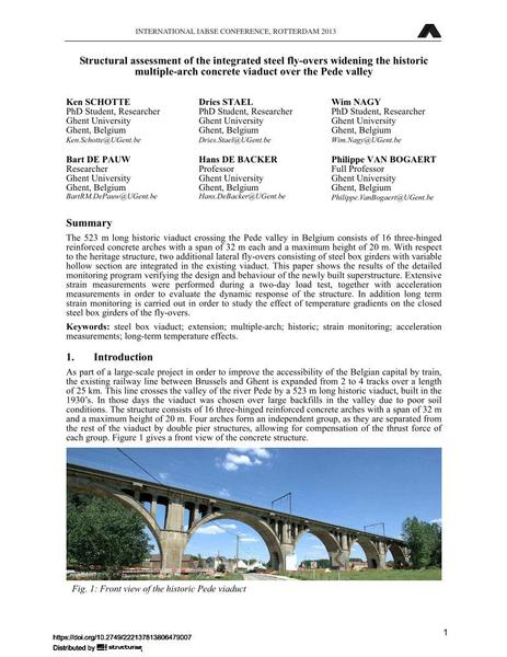  Structural assessment of the integrated steel fly-overs widening the historic multiple-arch concrete viaduct over the Pede valley