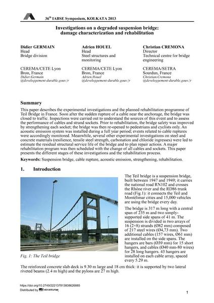  Investigations on a degraded suspension bridge: damage characterization and rehabilitation