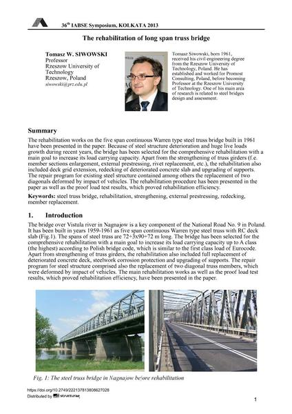 The rehabilitation of long span truss bridge