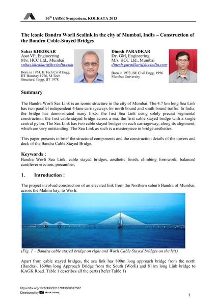 The iconic Bandra Worli Sealink in the city of Mumbai, India – Construction of the Bandra Cable-Stayed Bridges