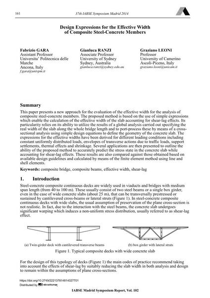  Design Expressions for the Effective Width of Composite Steel-Concrete Members