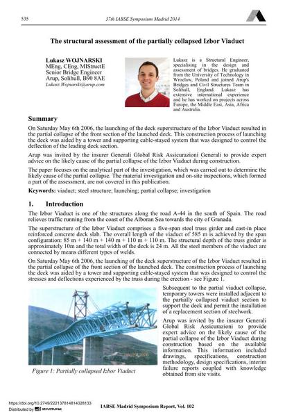 The structural assessment of the partially collapsed Izbor Viaduct