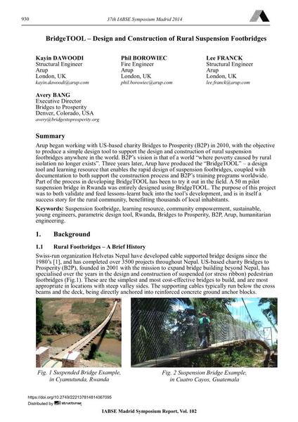  BridgeTOOL – Design and Construction of Rural Suspension Footbridges