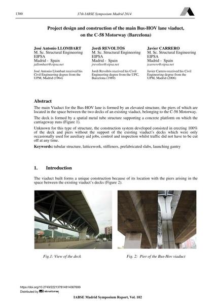  Project design and construction of the main Bus-HOV lane viaduct, on the C-58 Motorway (Barcelona)