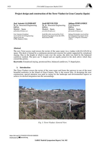  Project design and construction of the Teror Viaduct in Gran Canaria (Spain)
