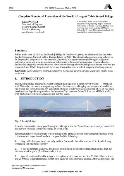  Complete Structural Protection of the World's Largest Cable Stayed Bridge