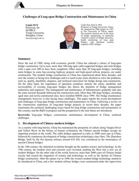  Challenges of Long-span Bridge Construction and Maintenance in China