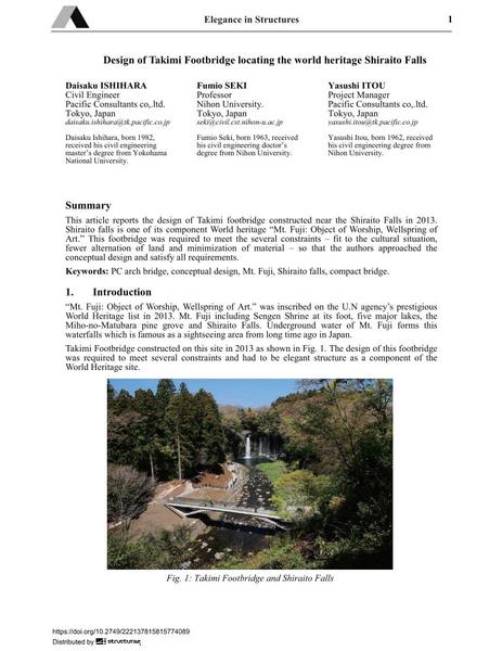  Design of Takimi Footbridge locating the world heritage Shiraito Falls