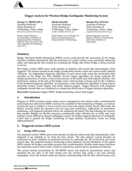  Trigger Analysis for Wireless Bridge Earthquake Monitoring System