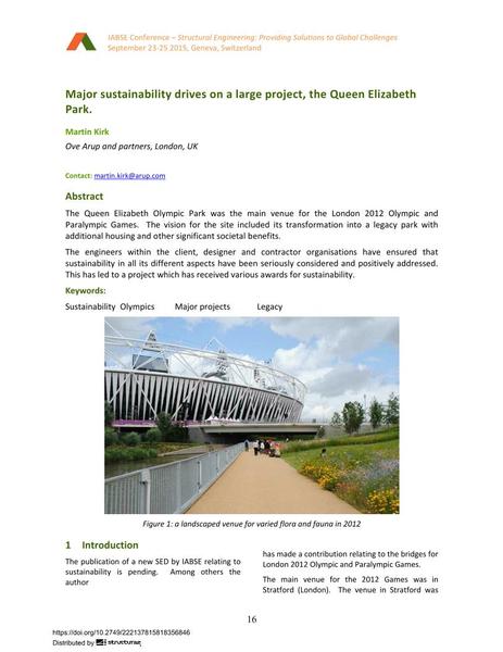  Major sustainability drives on a large project, the Queen Elizabeth Park.