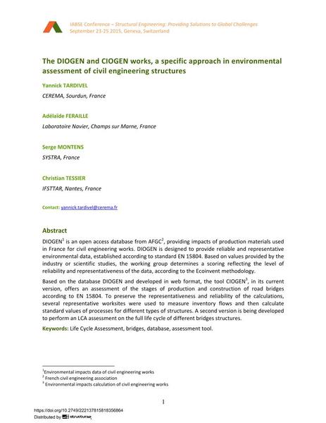 The DIOGEN and CIOGEN works, a specific approach in environmental assessment of civil engineering structures