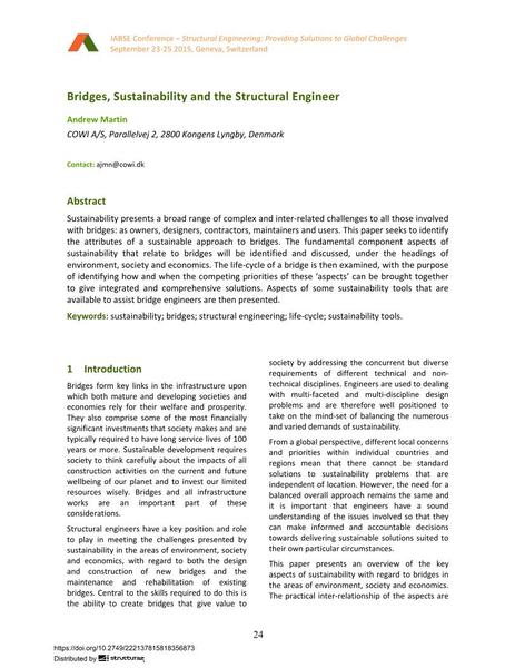  Bridges, Sustainability and the Structural Engineer