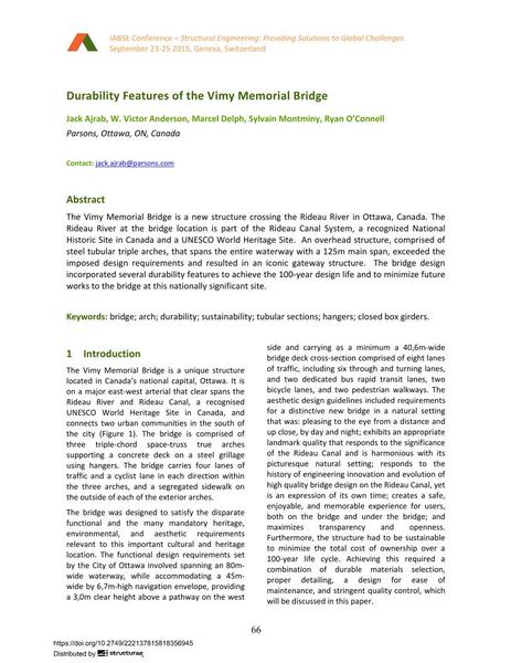  Durability Features of the Vimy Memorial Bridge