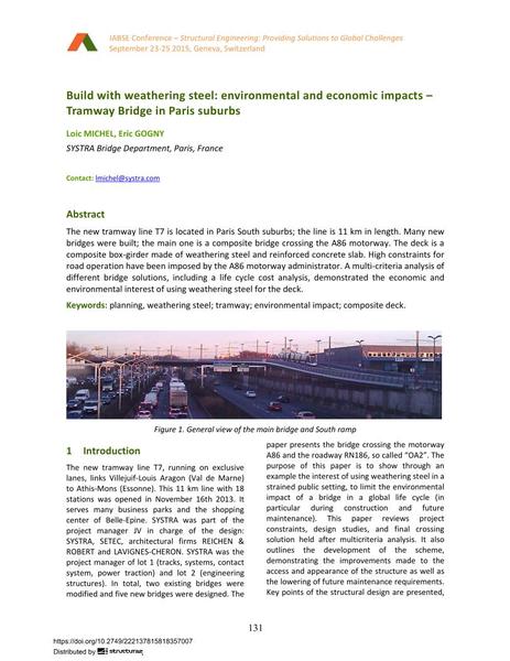  Build with weathering steel: environmental and economic impacts – Tramway Bridge in Paris suburbs