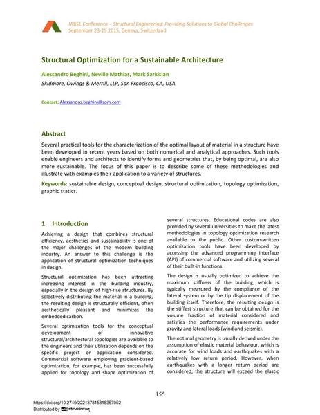  Structural Optimization for a Sustainable Architecture